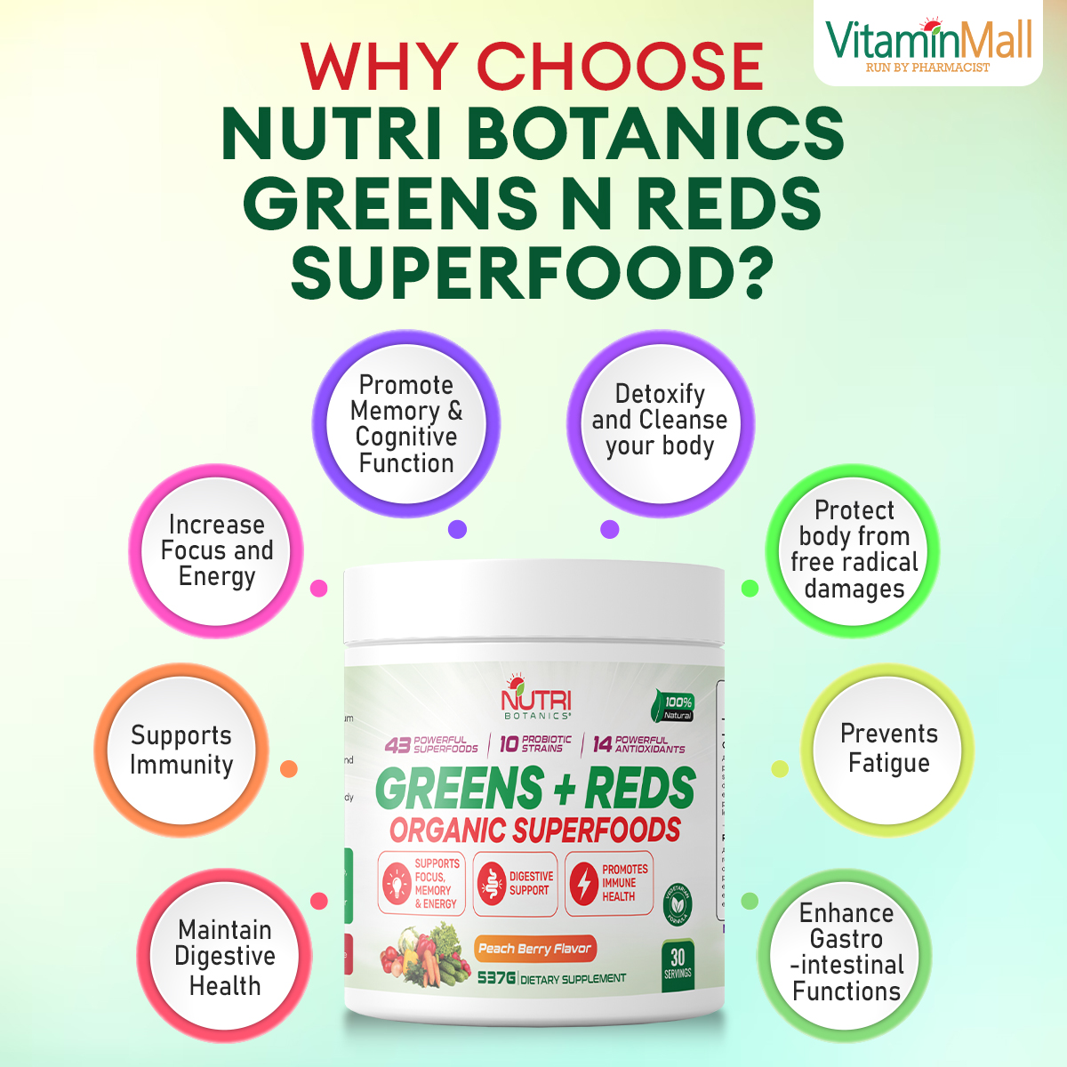 Nutri Botanics Green and Red Superfood Supplement VitaminMall
